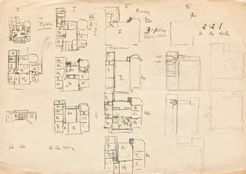 Ontwerpschetsen voor Matschs Ateliervilla - Plattegronden