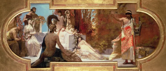 Het Griekse Theater uit een serie over de Geschiedenis van het Theater voor het plafond van het Burgtheater