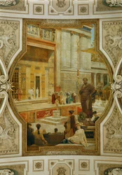 Burgtheater Wenen, trappenhuis: plafondschildering Dionysos Theater in Athene (fresco)