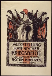 Tentoonstelling van de Beierse oorlogsbuit ten behoeve van het Rode Kruis, 1915