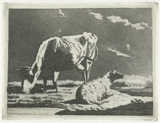 Landschap met koe en schaap