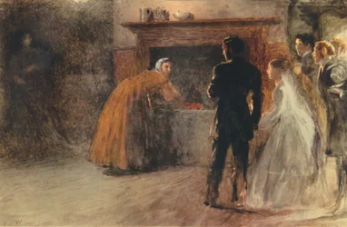 Het bezoek aan de gekke vrouw na het onderbroken huwelijk, ca. 1870, 1942