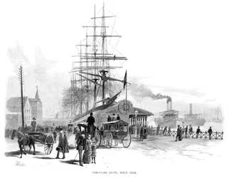 Circular Quay, westzijde, Sydney, New South Wales, Australië, 1886