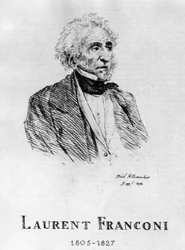 Circus: Ets door Frédéric Hillemacher, portret van Laurent Franconi (1805-1827) - in 