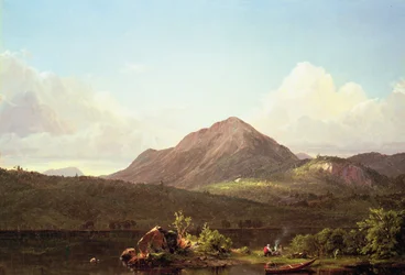Kampvuur in de wildernis van Maine
