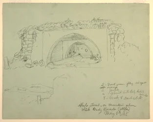 Tekening, Abels graf op de berg boven Suk Wadi, 4 mei 1868
