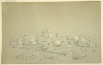 Tekening, Abels graf op berg boven Suk Wadi, 4 mei 1868