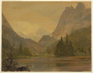 Tekening, Alpenmeer, Beieren of Zwitserland, 1868