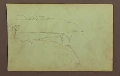 Tekening, American Falls Under a Cloudy Sky, Niagara River, mogelijk 1856