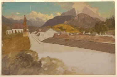 Tekening, Berchtesgaden, Beieren, algemeen beeld, juni 1868