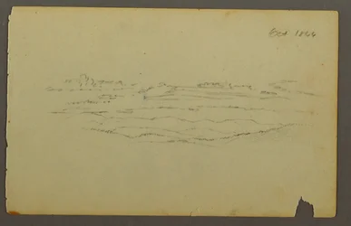 Tekening, Breed glooiend landschap met wolken, 1844