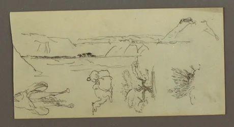 Tekening, Camel Stuides, boomstruik en vallei, mogelijk 1868