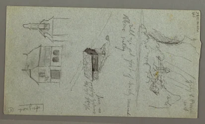 Tekening, Cascade, waarschijnlijk Konigssee, Beieren, 1868