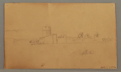 Tekening, Kasteel aan de haven, 29 mei 1868