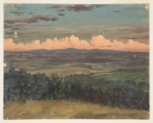 Tekening, Catskills vanaf Hudson, New York, 1870-80
