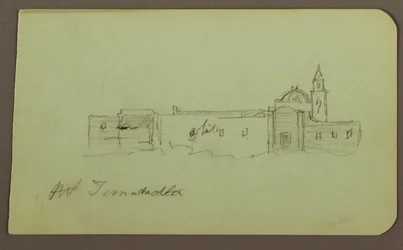 Tekening, Kerk; Verso: Berglandschap, "Taluca", 1883
