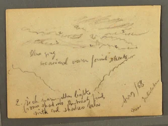 Tekening, Jungfrau met wolkendek, Interlaken, Zwitserland, augustus 1868