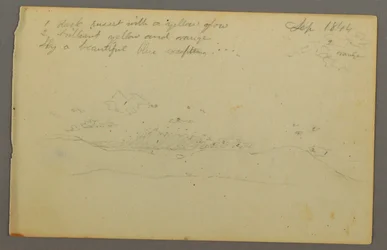 Tekening, Wolkenstudie, heuvel, 1844