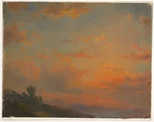 Tekening, Wolkenstudie, zonsondergang, 1850-60