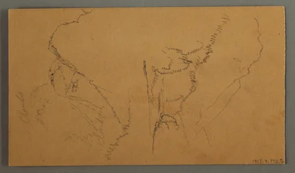 Tekening, Wolken boven bergtoppen, mogelijk 1868