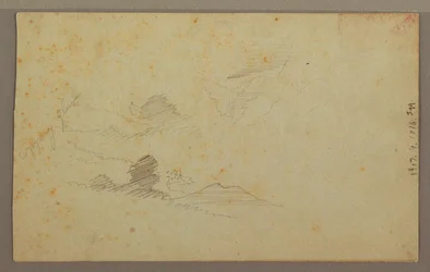 Tekening, bewolkte lucht boven vallei, juli 1863