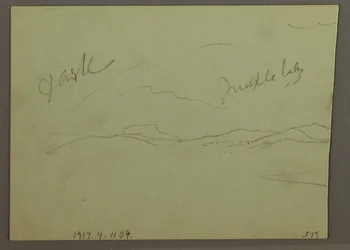 Tekening, Bewolkte lucht, heuvel, 1870