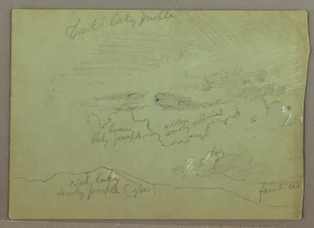 Tekening, Bewolkte lucht boven heuvelrug, mogelijk 1871