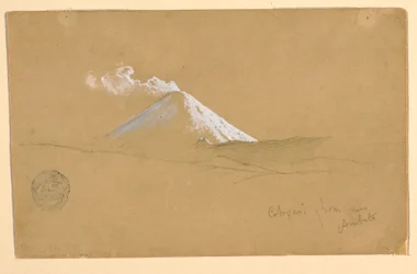 Tekening, Cotopaxi van nabij Ambato, Ecuador, 1853
