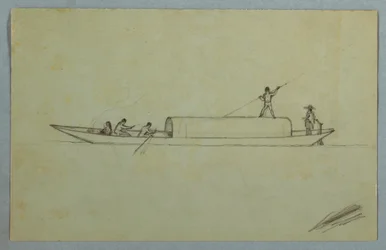 Tekening, Overdekte kano, waarschijnlijk Zuid-Amerikaans, 1853 of 1857