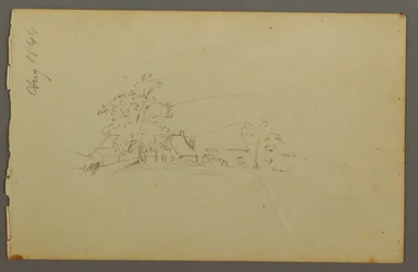 Tekening, Boerderijgebouwen in de verte, 1844