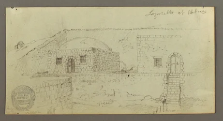 Tekening, Koepelhuis, Huis met trap, februari mogelijk 1868