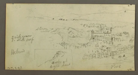 Tekening, Koepelhuis, Huis met trap, februari mogelijk 1868