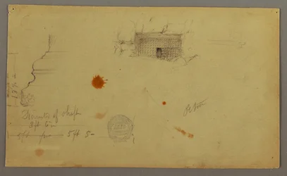 Tekening, Koepelhuis, Huis met trap, februari, mogelijk 1868