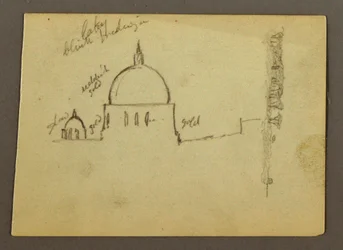 Tekening, Koepels van de Sint-Pietersbasiliek (Gezien vanuit het noorden), Rome, Italië, januari 1869