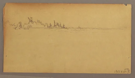 Tekening, Dubbele regenboog over de watervallen, Niagara River, mogelijk 1858