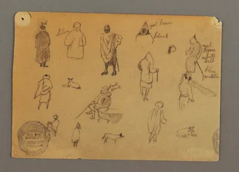 Tekening, Figuurstudies met honden, Egypte, 1868