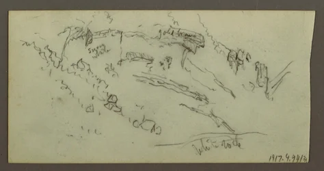Tekening, Figuurstudie, bergketen, mogelijk 1868
