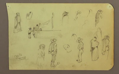 Tekening, Figuren, Verso: Figuur, Landschap, 1883