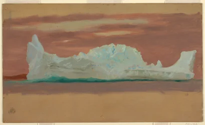 Tekening, Drijvende ijsbergen onder een bewolkte hemel, Newfoundland, juli 1859