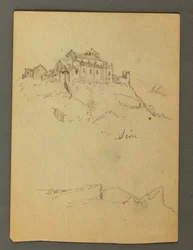 Tekening, Vestingwerk van kliftoppen, Sion, Rhônedal, mogelijk 1868