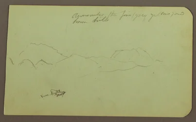 Tekening, Heuvels, Vee; Verso: Landschap, 1883