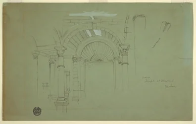 Tekening, Interieur, Tempel in Mismiyeh, Syrië, 28 april 1868
