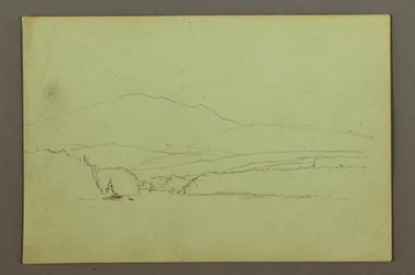 Tekening, Meer, heuvelbereik, mogelijk 1856