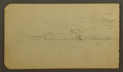 Tekening, meer kijkend in de richting van Mt. Katahdin, 1878