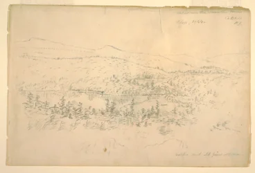 Tekening, meren bij het berghuis, september 1844