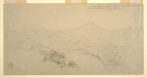 Tekening, Landschappelijke compositie: Gesuggereerd door het landschap op de weg tussen Paso, Colombia en Quito, Ecuador, 26 augustus 1853