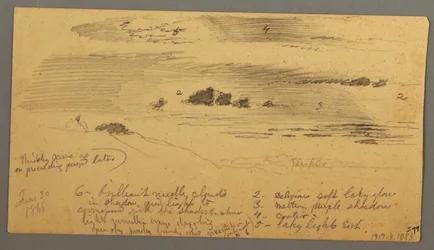 Tekening, Landschapsschets, Hudson Valley, New York, 30 juni 1866