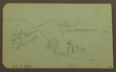 Tekening, Landschap, Toluca; Verso: Berg, Kerk, 1883