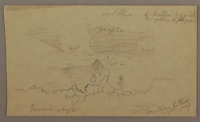 Tekening, Landschap; Verso: Lucht, augustus 1865