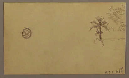 Tekening, Landschap; Verso: Boom in landschap, Lucht, mei-augustus 1865